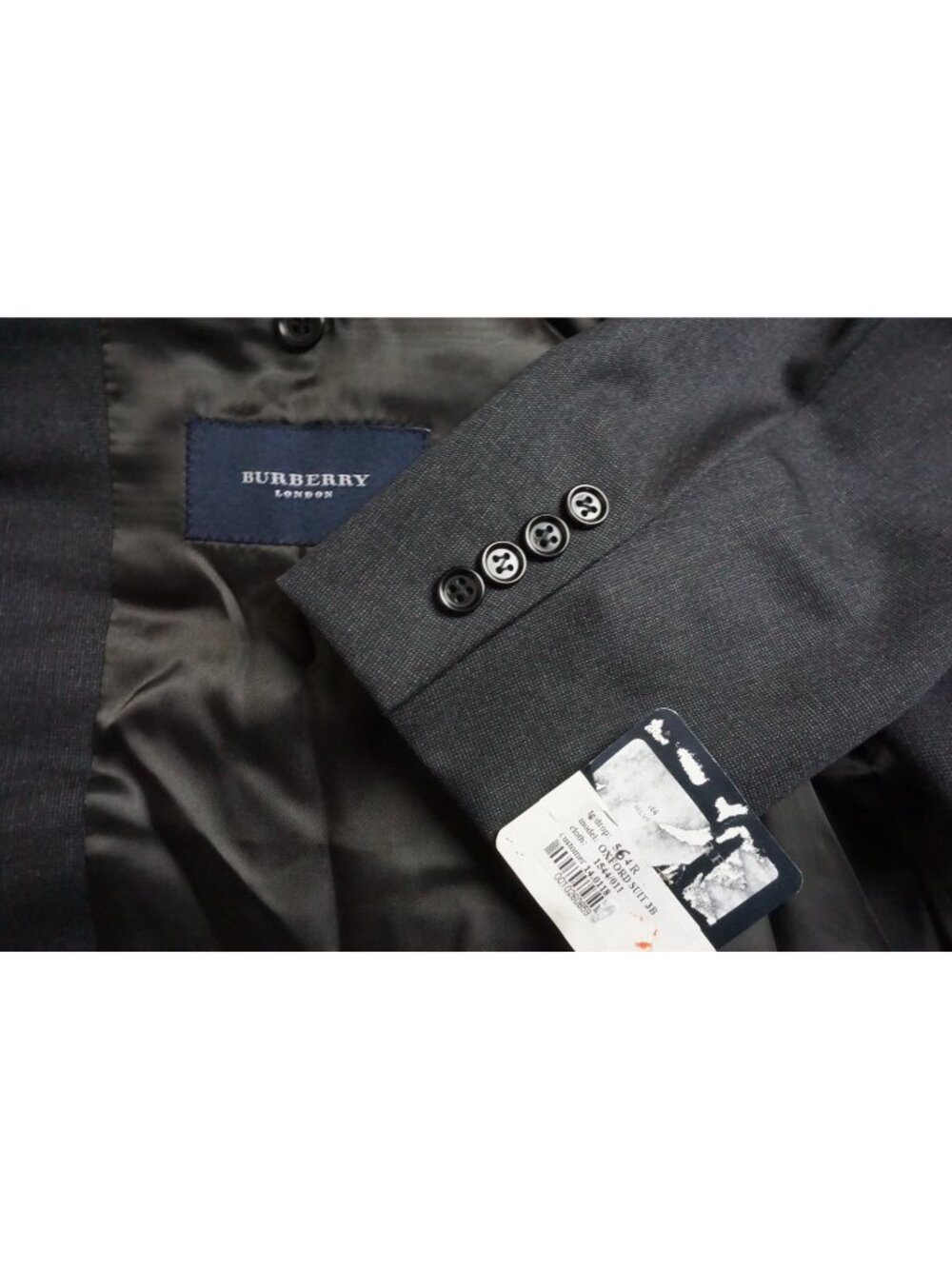 Burberry London Oxford Gray Woven S100s Wool 2 Pc Suit Jacket Pant 46R Brand NEW